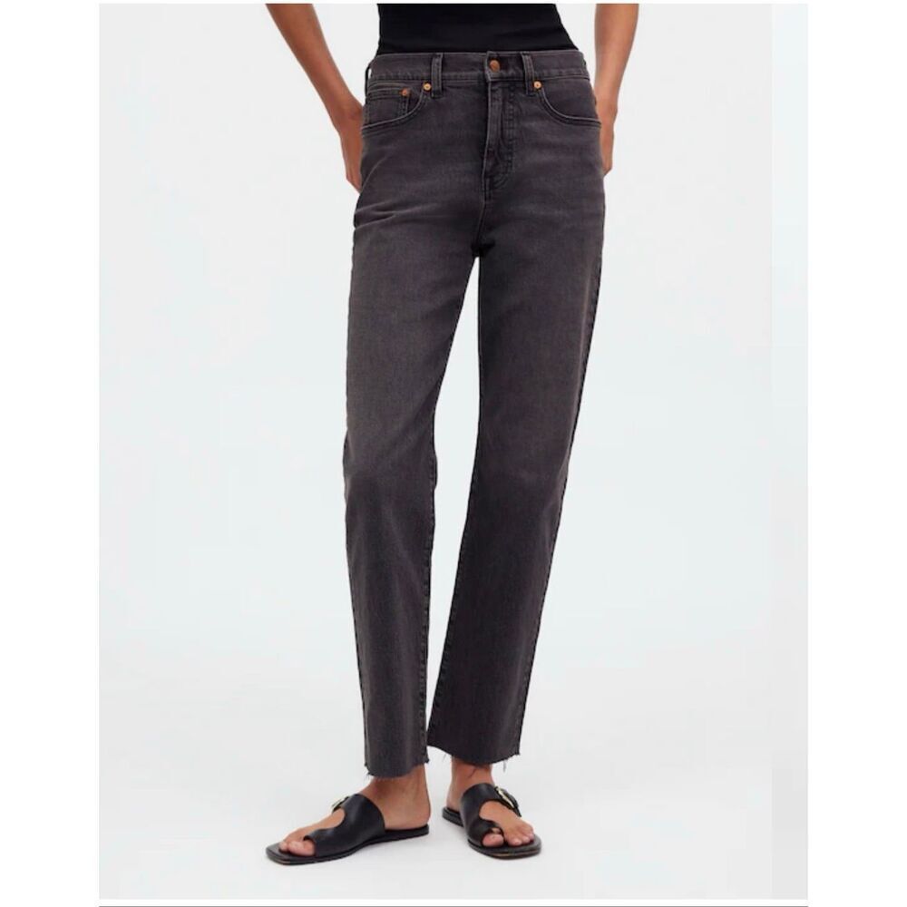 Madewell Benley Wash The '90s Straight Crop Frayed Hem High Rise Jeans Size 30